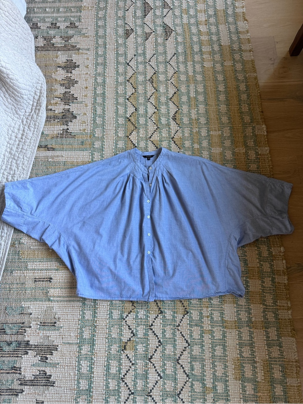Massimo Dutti Light Blue Button-Front Women's Blouse